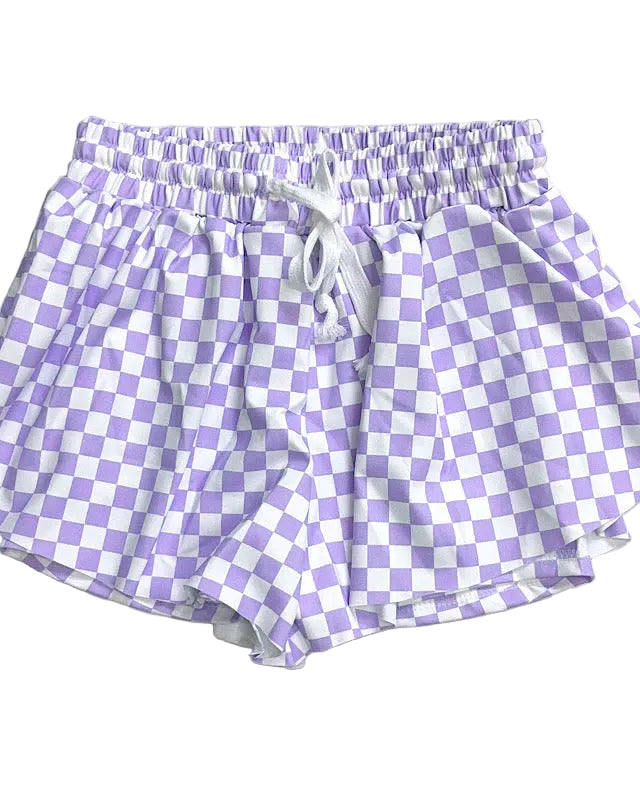 Purple Checkered Butterfly Shorts A Touch of Magnolia Boutique