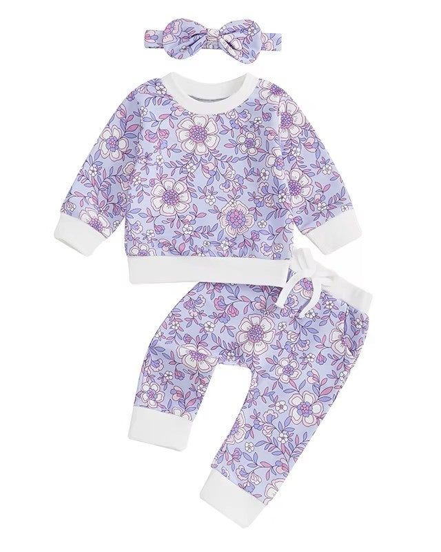 Purple Floral Jogger Set- Baby and toddler girls A Touch of Magnolia Boutique