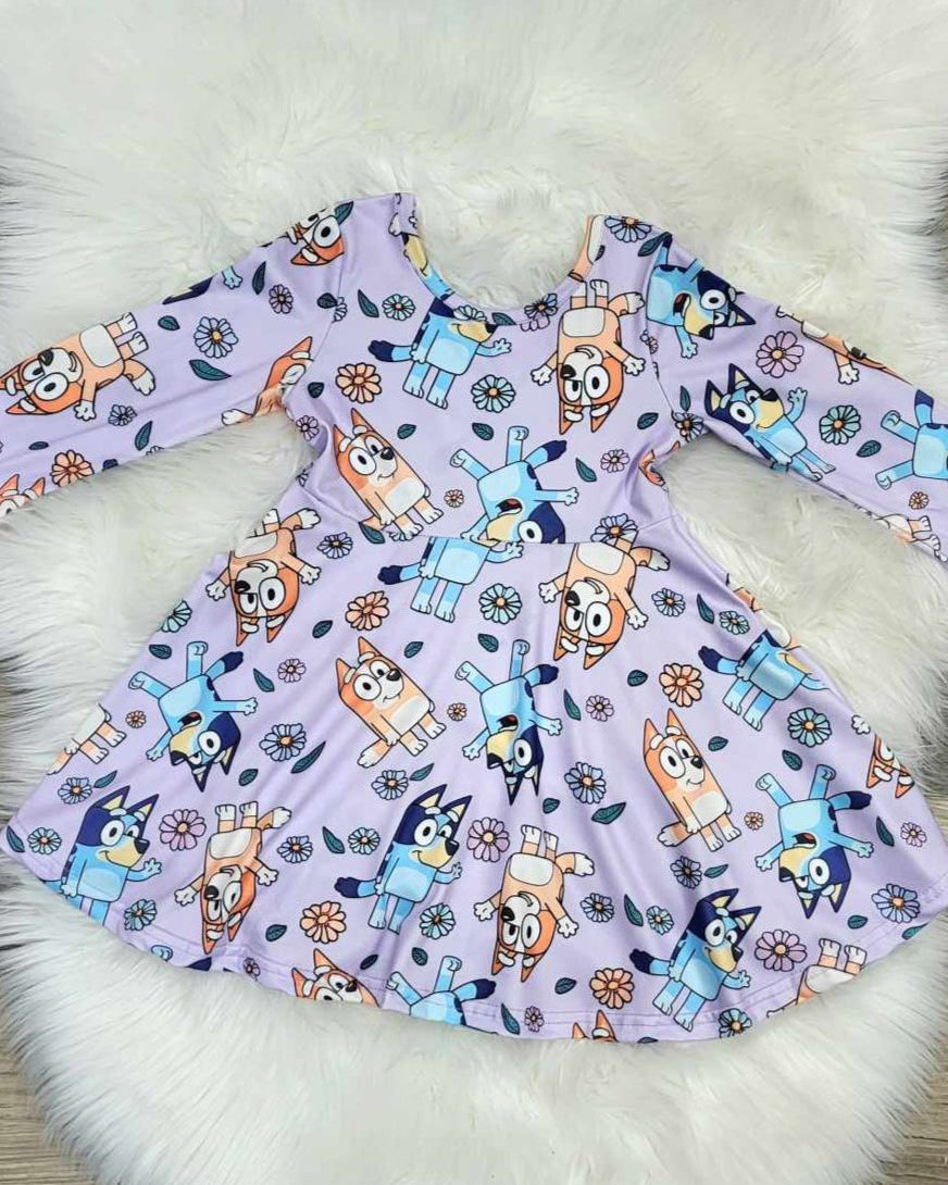 Purple Twirl Dress with the Heeler Pups A Touch of Magnolia Boutique