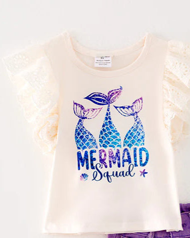 Mermaid Squad Flutter Sleeve Top A Touch of Magnolia Boutique
