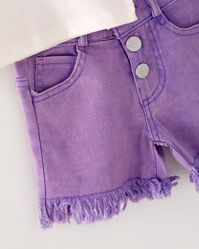 Purple Denim Frayed Hem Shorts A Touch of Magnolia Boutique
