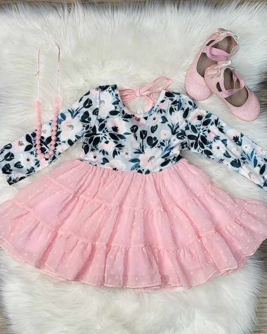 Pink Swiss Dot Tulle Floral Dress A Touch of Magnolia Boutique