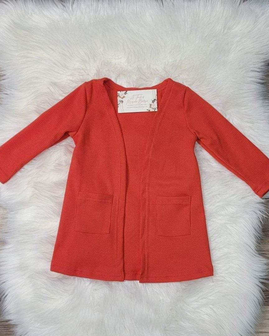 Red Waffle Knit Cardigan A Touch of Magnolia Boutique