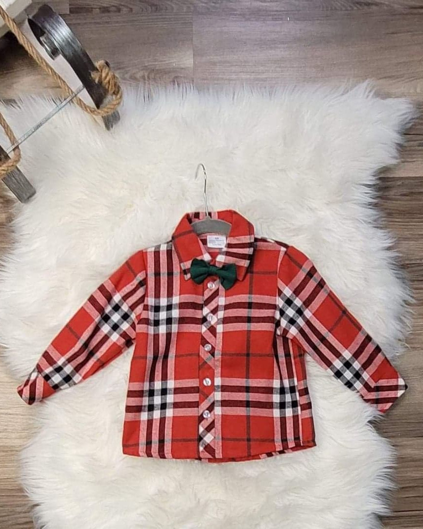 Boys Red Plaid Button Front Top  A Touch of Magnolia Boutique   