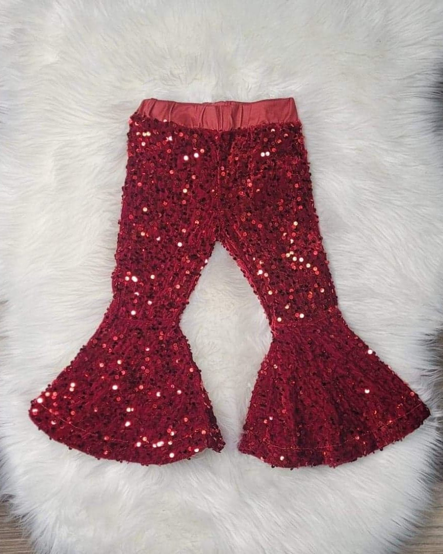 Red Sequin Bell Bottom Pants  A Touch of Magnolia Boutique   