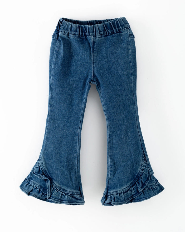 Girls Ruffle Hem Denim Jeans A Touch of Magnolia Boutique