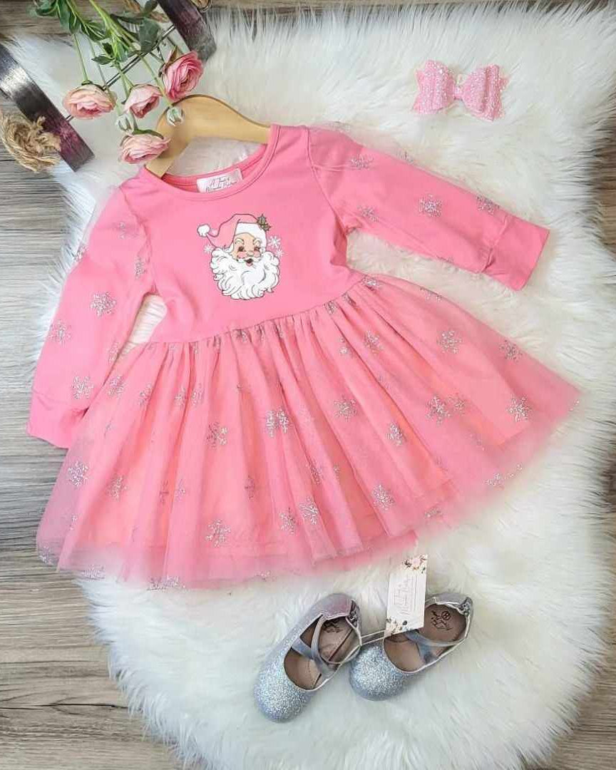 Pink Santa Snowflake Tulle Dress  A Touch of Magnolia Boutique   