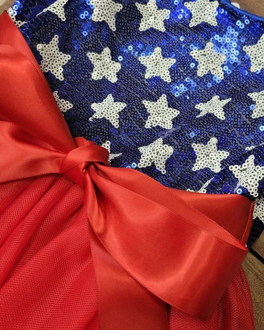 Sequin Stars & Red Tulle Dress  A Touch of Magnolia Boutique   