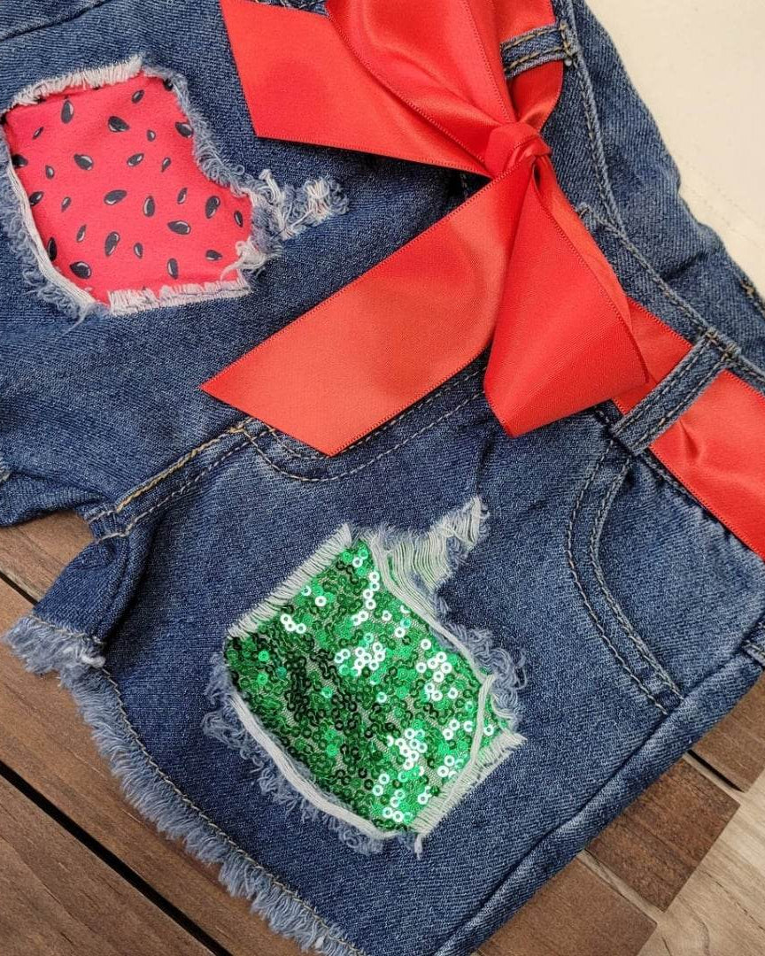 Hello Summer Watermelon Denim Shorts Set A Touch of Magnolia Boutique
