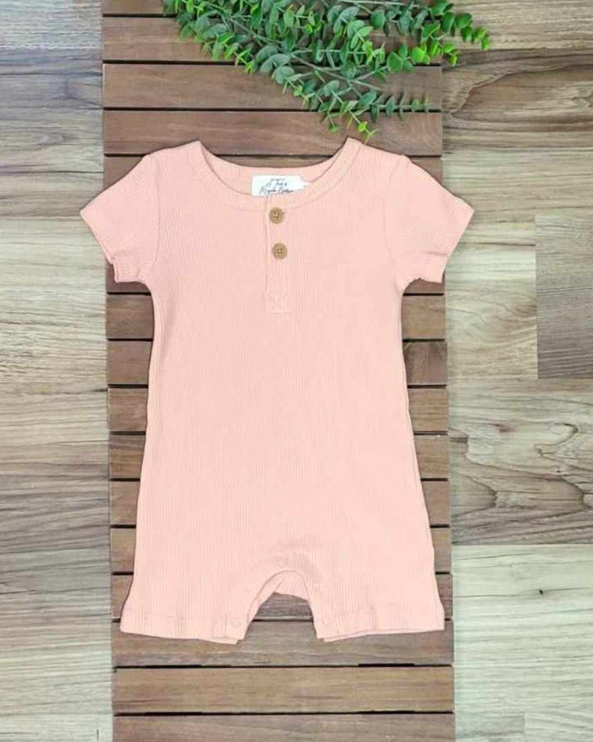 Baby Girl Dusty Pink Waffle Shorts Romper A Touch of Magnolia Boutique