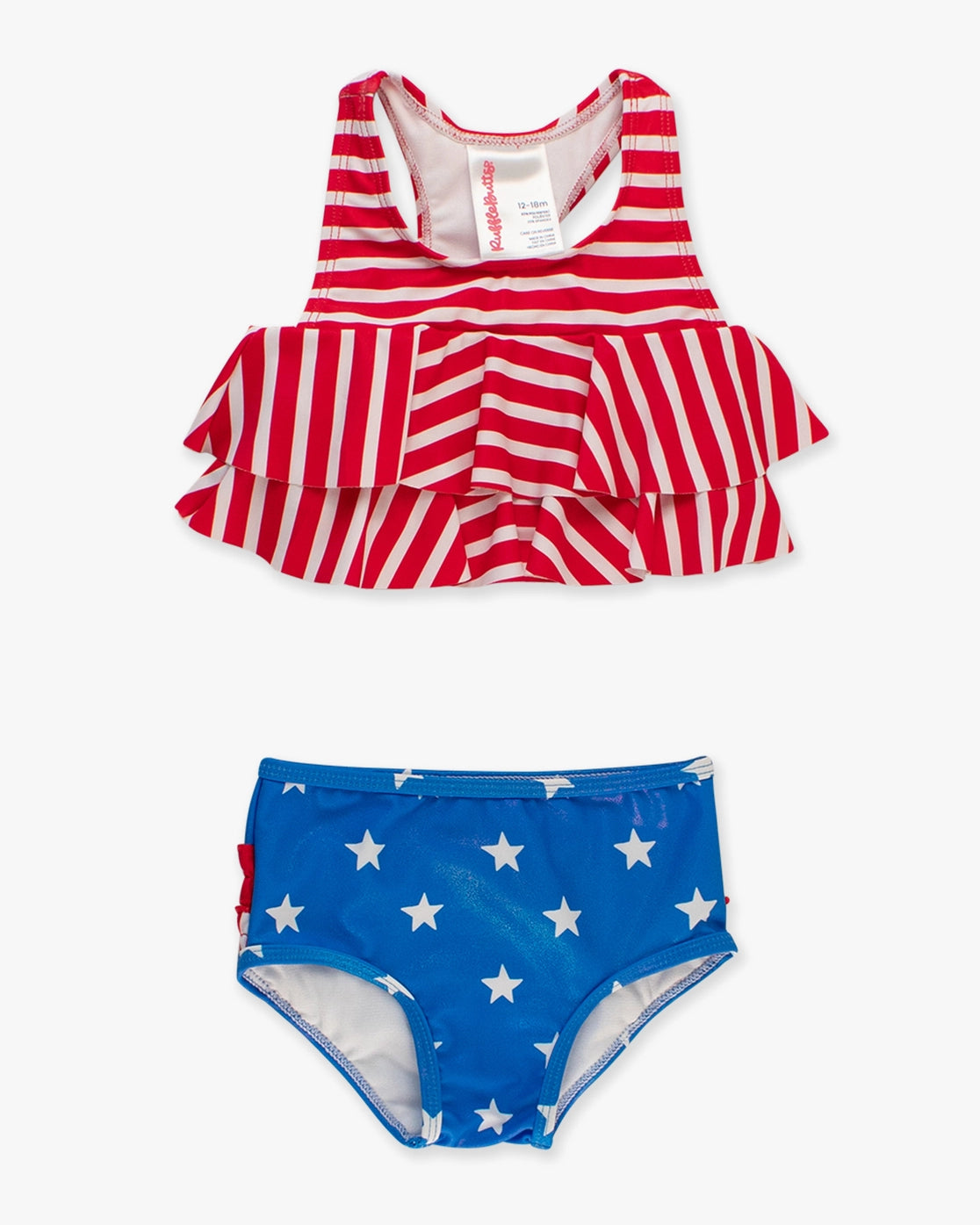 Girls Shimmer Stars & Stripes Flounce Bikini 2-Piece Swimsuit with Signature Rear Ruffles A Touch of Magnolia Boutique