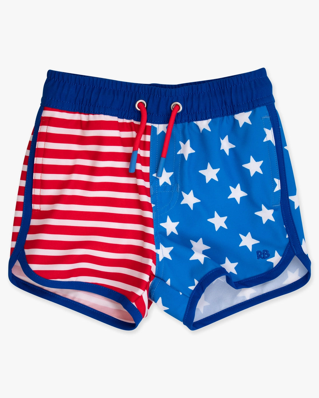 Boys Stars & Stripes Performance Hybrid Dolphin Hem Swim Trunks A Touch of Magnolia Boutique