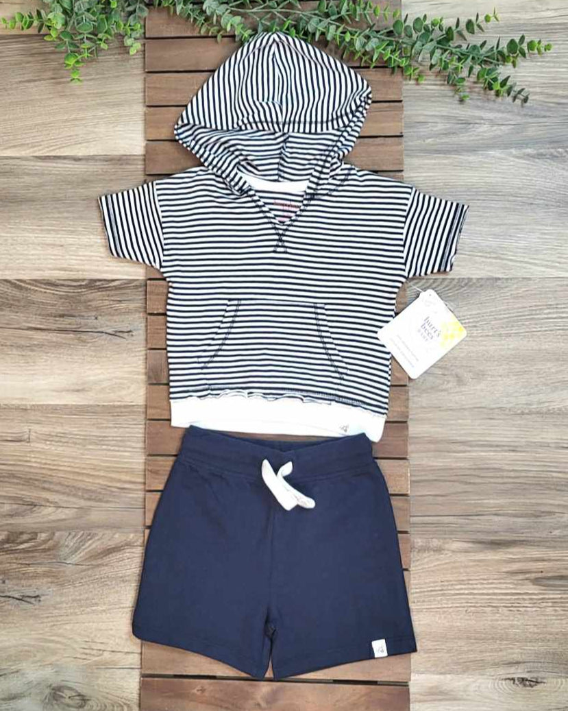 Striped Hooded Infant & Toddler Midnight Shorts Outfit Set A Touch of Magnolia Boutique
