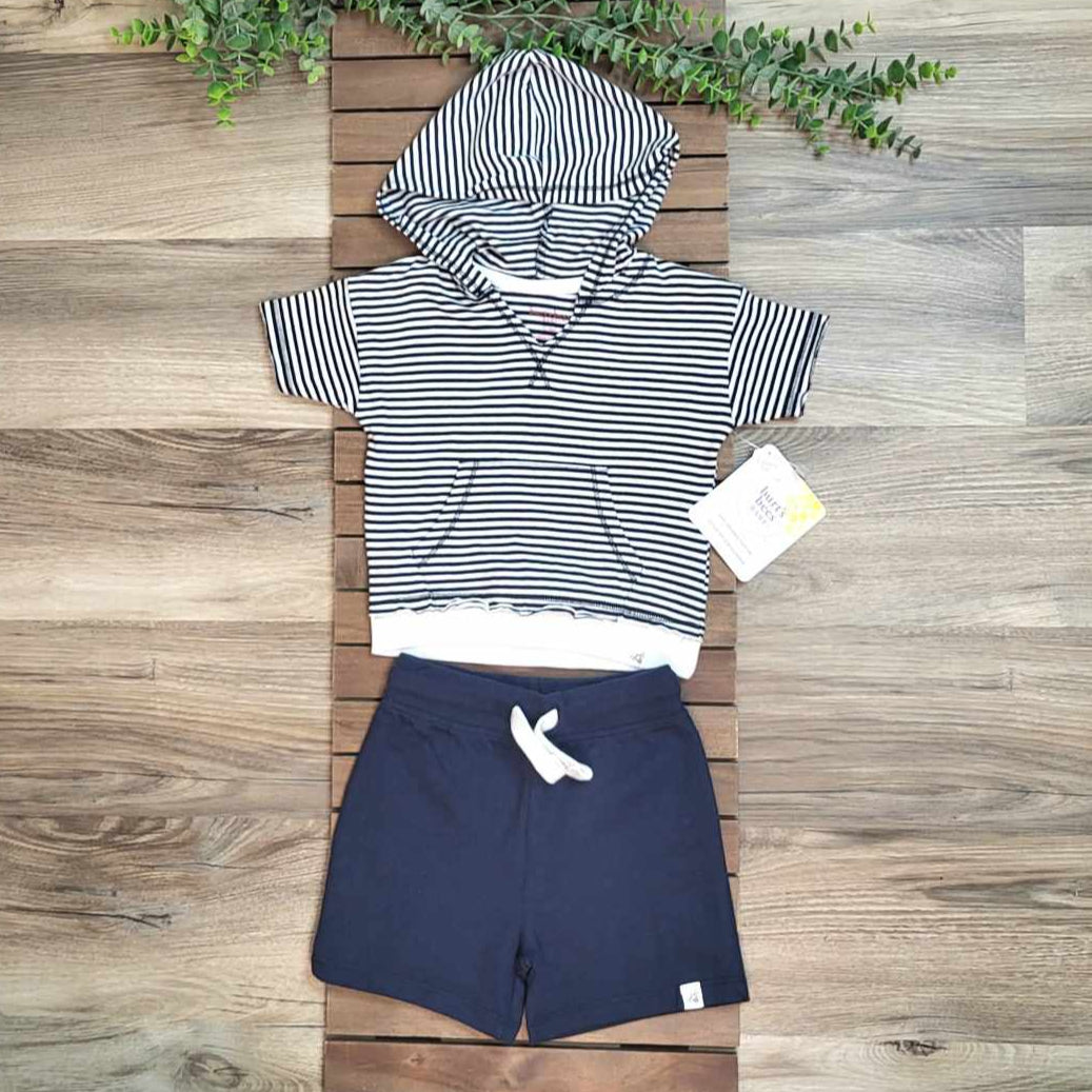 Striped Hooded Infant & Toddler Midnight Shorts Outfit Set A Touch of Magnolia Boutique