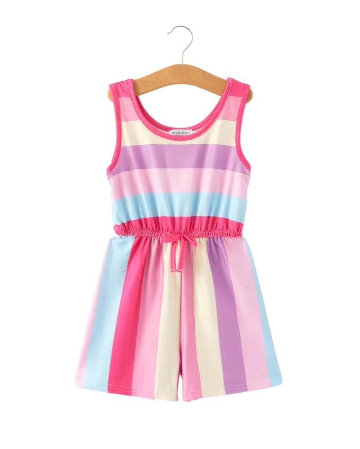 Pastel Striped Sleeveless Shorts Romper A Touch of Magnolia Boutique