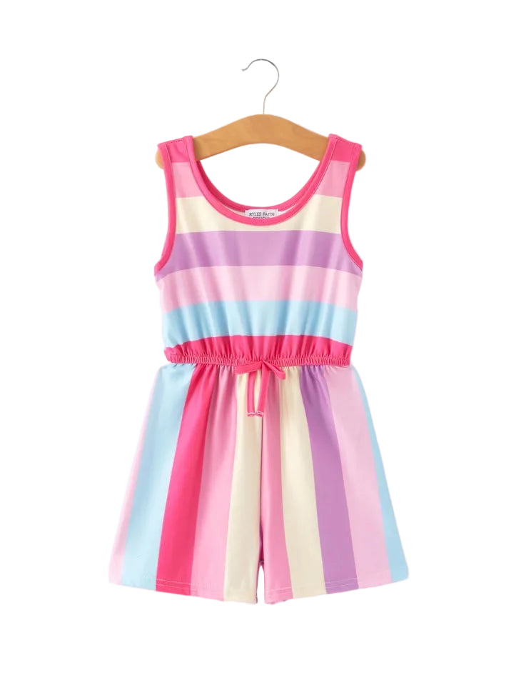 Pastel Striped Sleeveless Shorts Romper A Touch of Magnolia Boutique