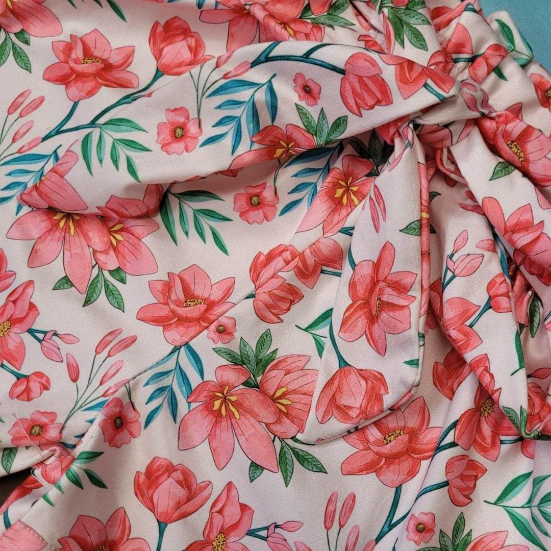 Floral Shorts and Summer Tulle Puff Sleeve Top Outfit A Touch of Magnolia Boutique