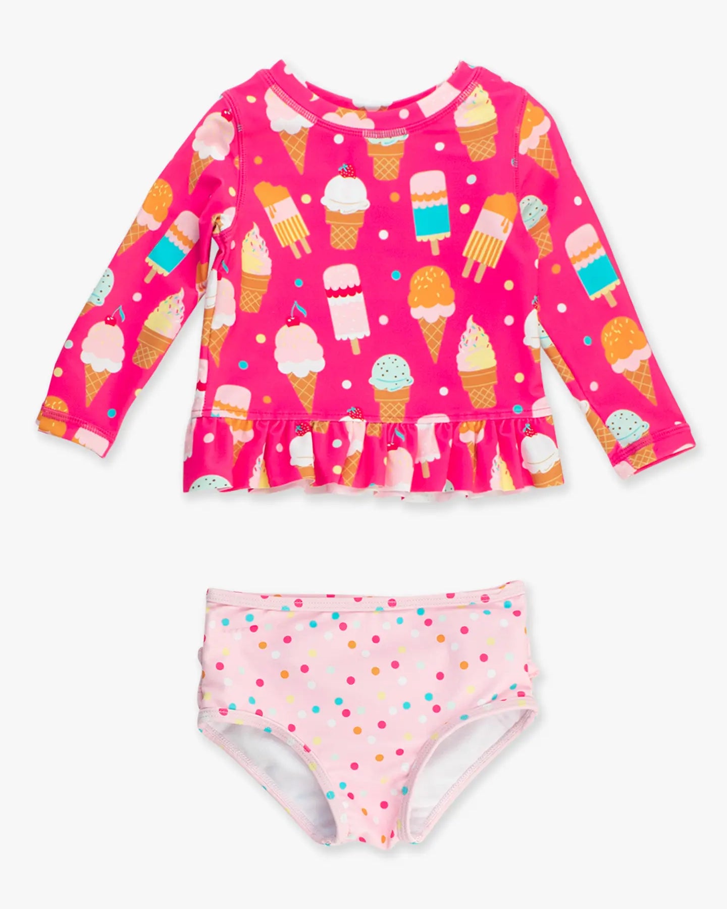 Sweet Scoops Long Sleeve Rash Guard 2 Piece Swimsuit A Touch of Magnolia Boutique