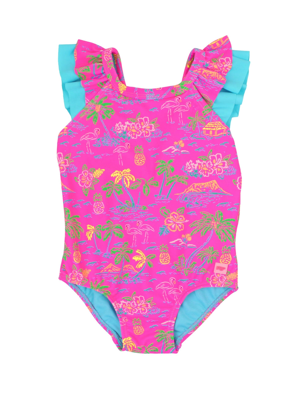 Girls Neon Island Time Bow V-Back One Piece Swimsuit A Touch of Magnolia Boutique