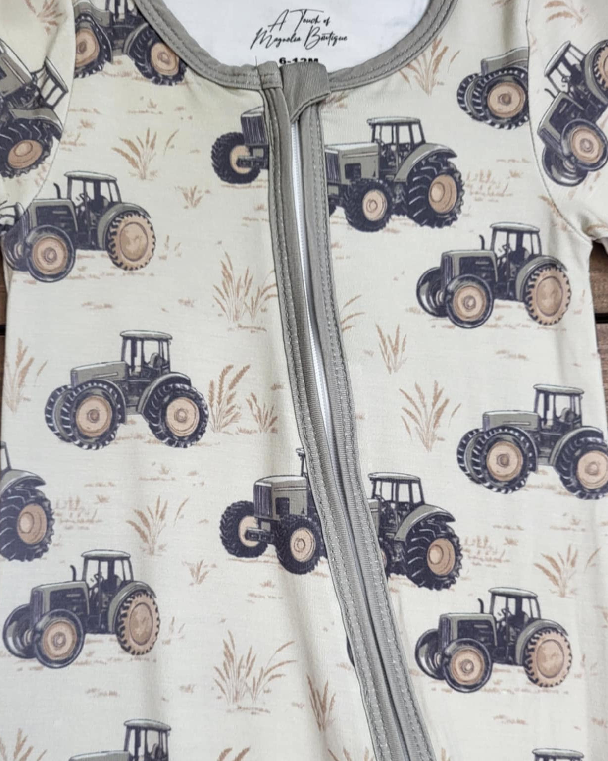 Bamboo Tractor Baby Boy Zippie Romper/Sleeper A Touch of Magnolia Boutique