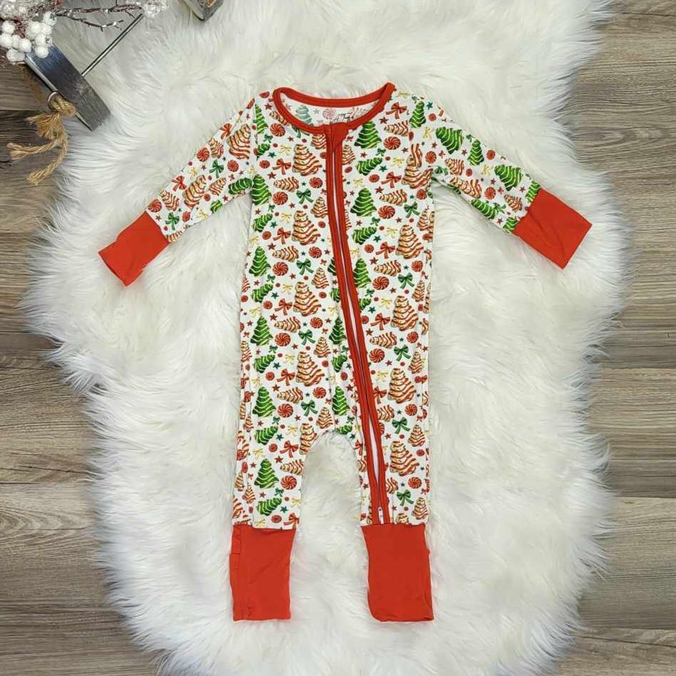 Bamboo Baby Zippie Romper/Sleeper- Christmas Tree Cakes A Touch of Magnolia Boutique