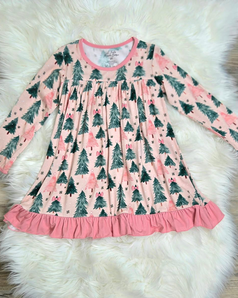 Bamboo Pajama Gown-Pink Christmas Tree Dreams A Touch of Magnolia Boutique