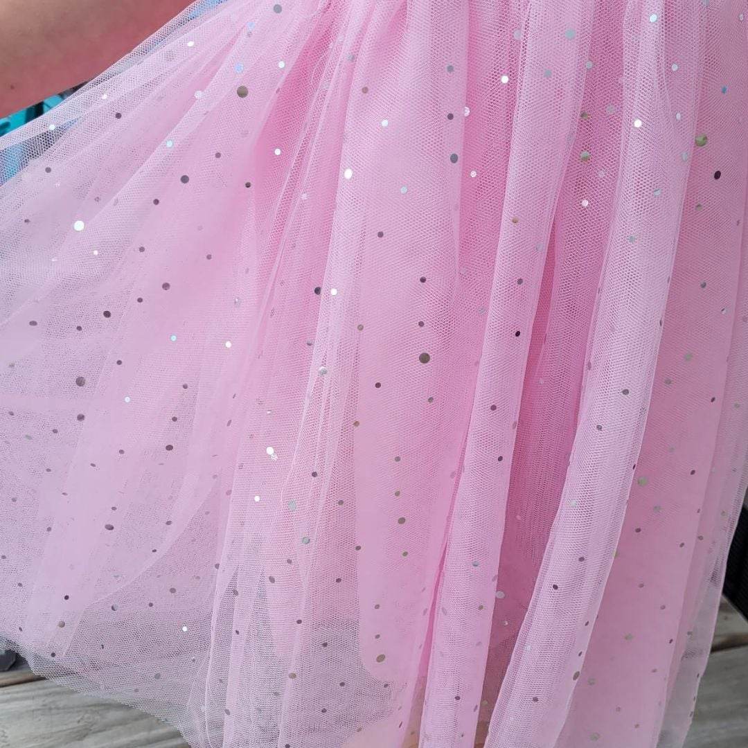 Dusty Blue Floral & Pink Tulle Dress A Touch of Magnolia Boutique