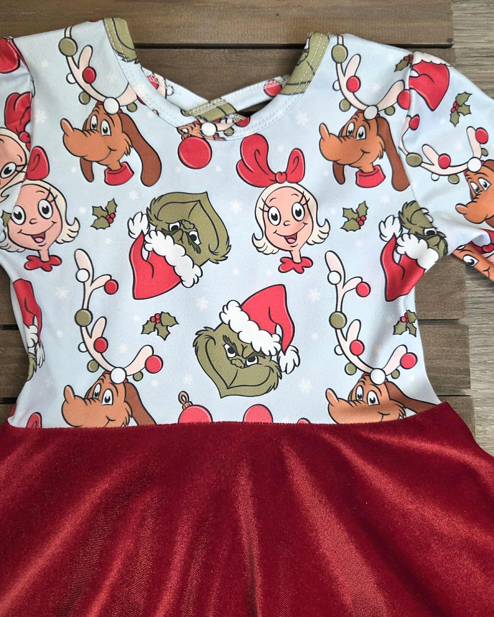 Green Guy, Max and Cindy Print with Red Velvet Dress A Touch of Magnolia Boutique