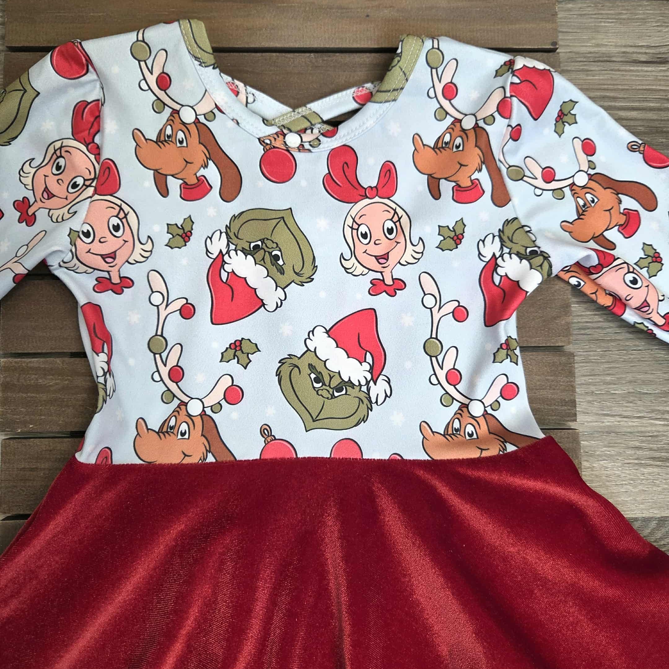 Green Guy, Max and Cindy Print with Red Velvet Dress A Touch of Magnolia Boutique