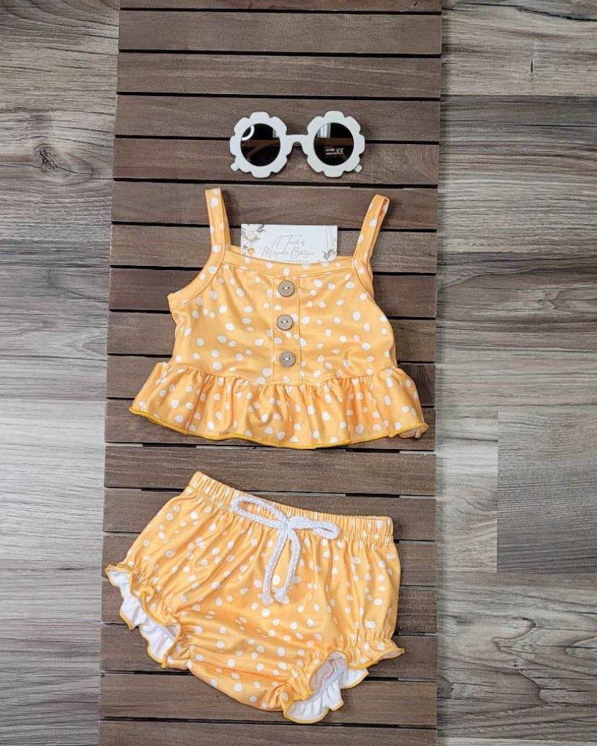 Yellow Polka Dot Spaghetti Strap Bummie Set A Touch of Magnolia Boutique