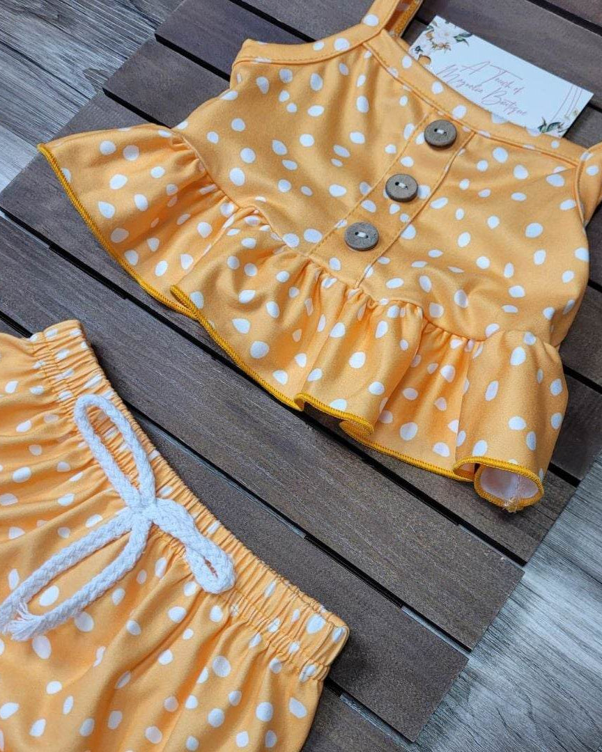 Yellow Polka Dot Spaghetti Strap Bummie Set A Touch of Magnolia Boutique
