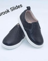 Brook Slides -Black Textured Leather Shoes  A Touch of Magnolia Boutique   