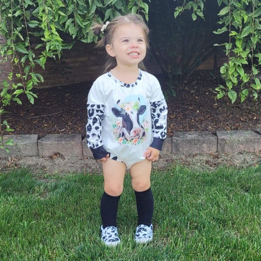 Cow Bubble Romper A Touch of Magnolia Boutique