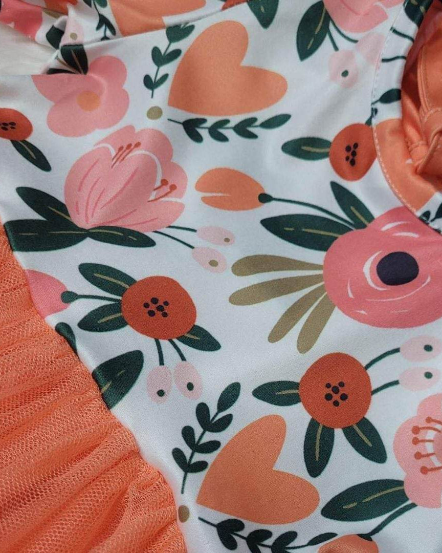 Bright Coral Tulle Floral Hearts Dress A Touch of Magnolia Boutique