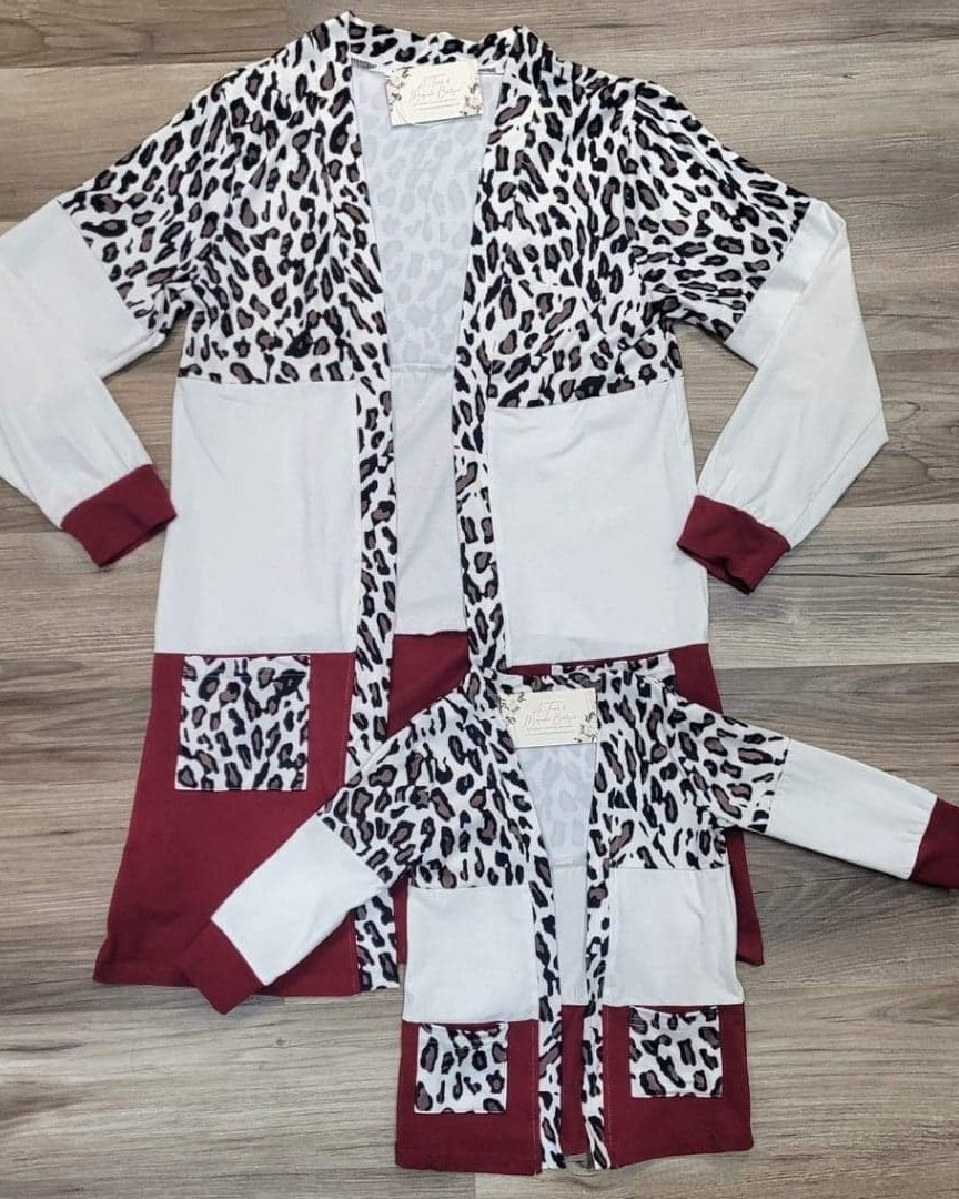 Burgundy Leopard Cardigan-Mom & Me-Adult A Touch of Magnolia Boutique