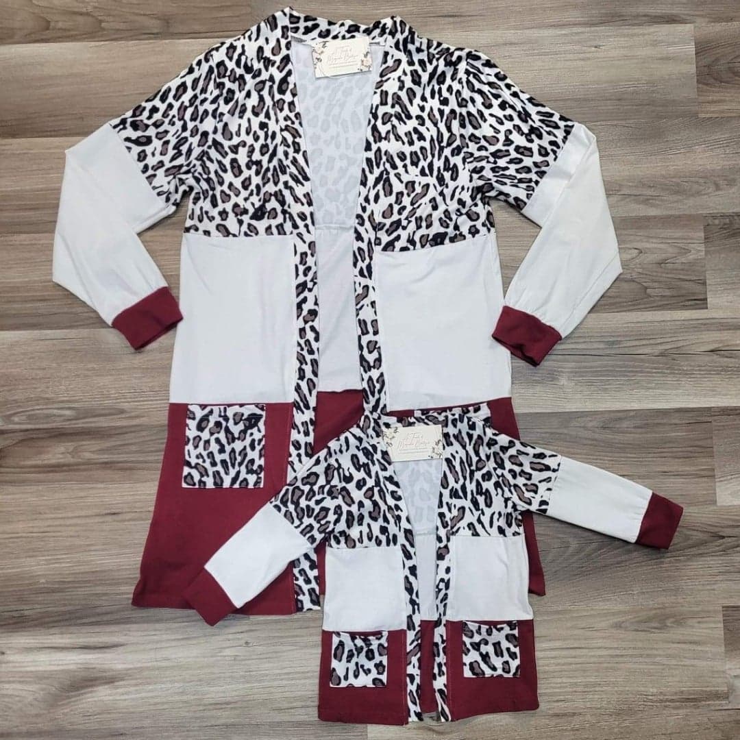 Burgundy Leopard Cardigan-Mom & Me-Adult A Touch of Magnolia Boutique