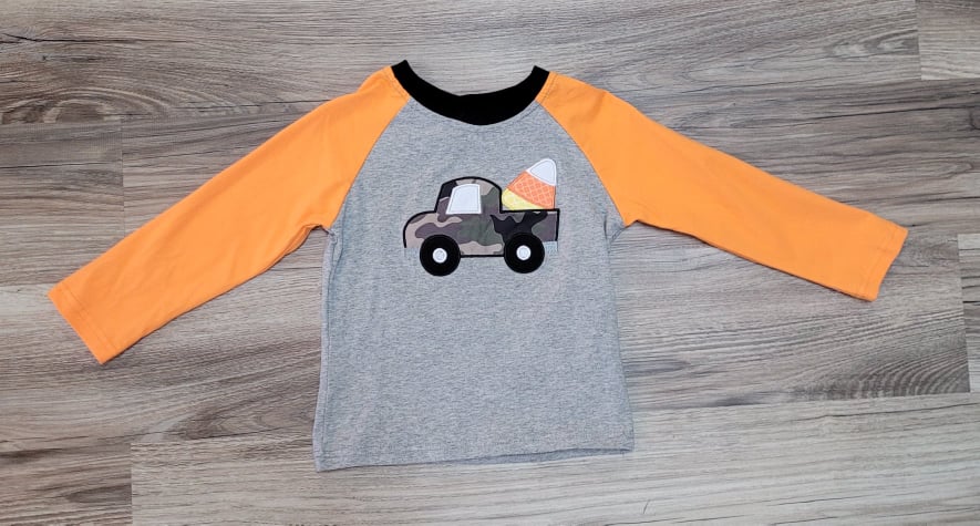 Boys Camo Candy Corn Truck Top A Touch of Magnolia Boutique