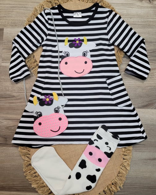 Striped Cow Dress Set A Touch of Magnolia Boutique