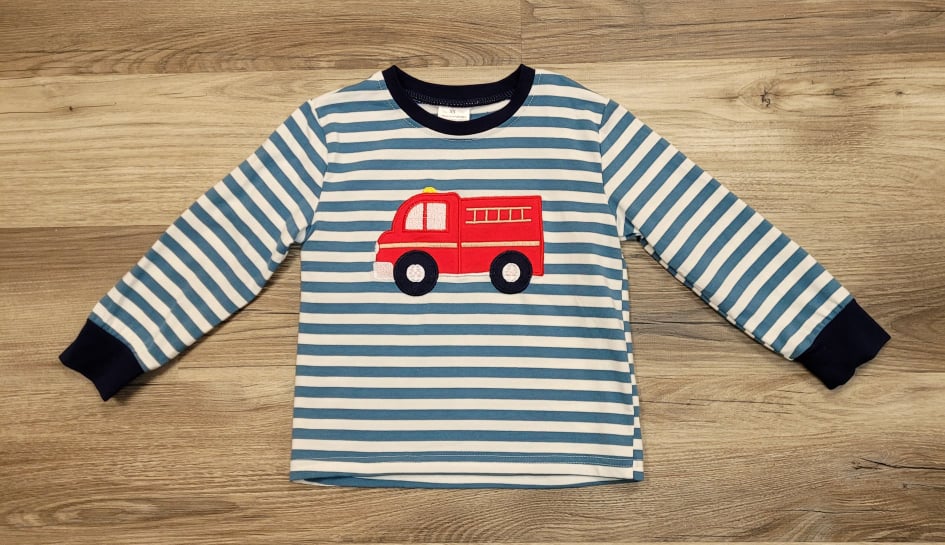 Boys Striped Firetruck Top  A Touch of Magnolia Boutique   