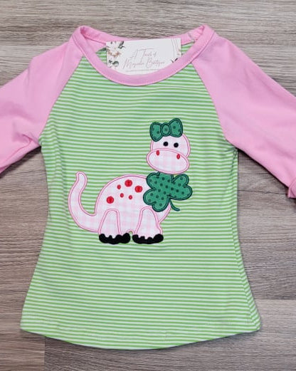 Girls Dinosaur St. Patty's Top A Touch of Magnolia Boutique