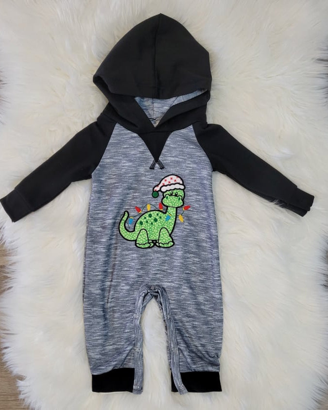 Boys Holiday Dinosaur Hooded Romper  A Touch of Magnolia Boutique   