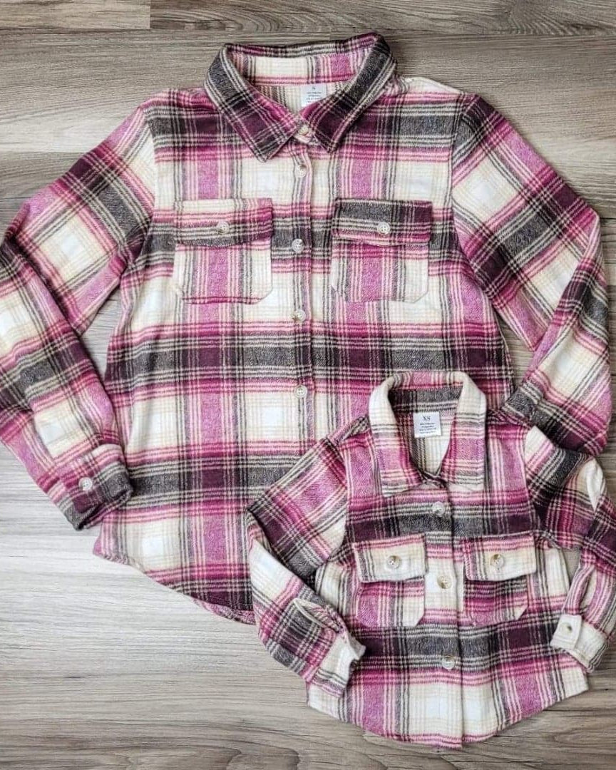 Mom & Me Magenta Flannel Top- Kids  A Touch of Magnolia Boutique   