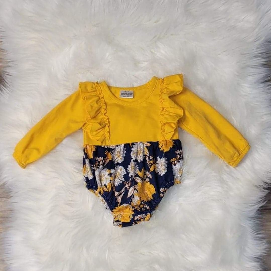 Baby Girl Marigold Floral Romper A Touch of Magnolia Boutique
