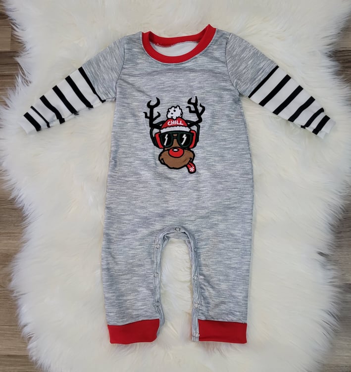 Baby Boy Winter Moose Romper A Touch of Magnolia Boutique