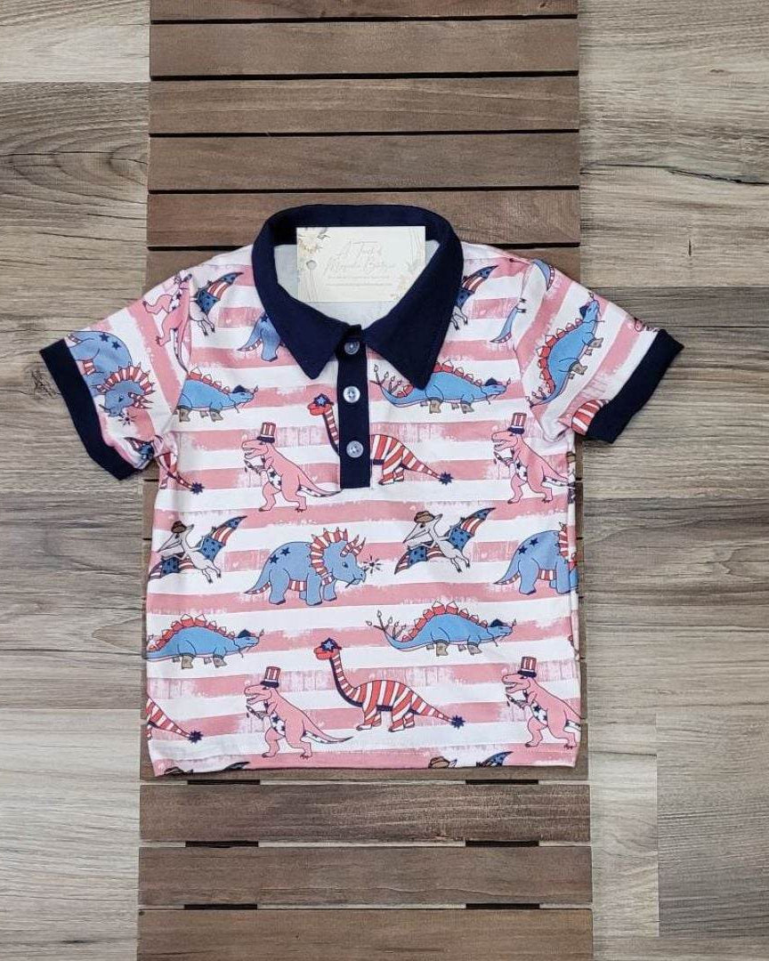 Boys Patriotic Dinosaur Shirt  A Touch of Magnolia Boutique   