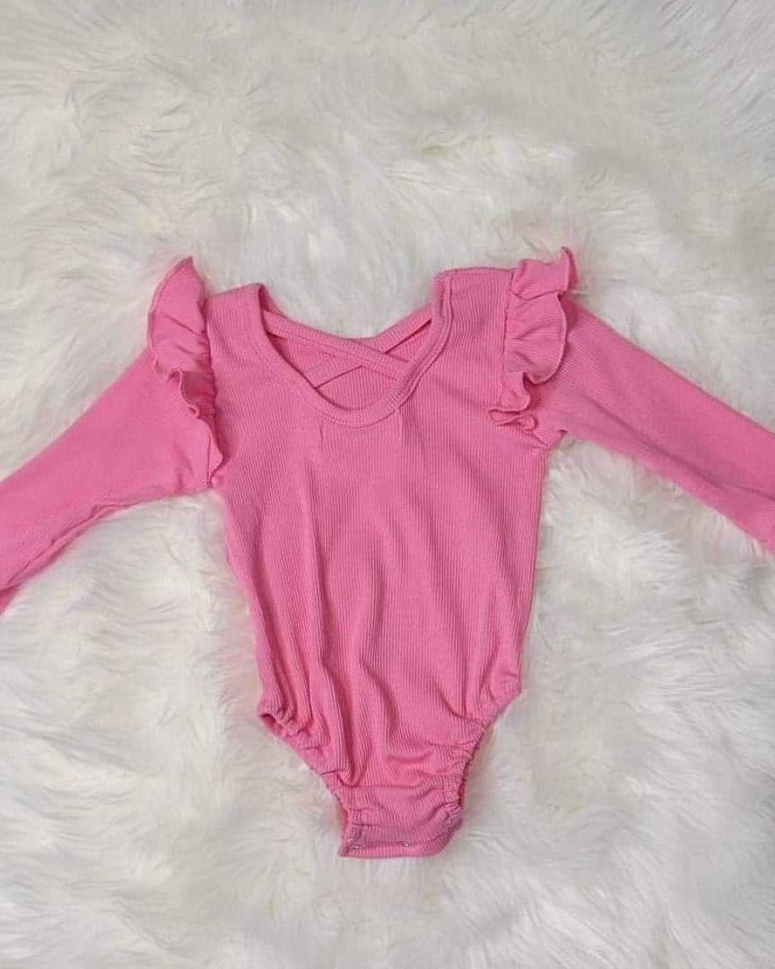 Pink Ribbed Flutter Long Sleeve Leo A Touch of Magnolia Boutique
