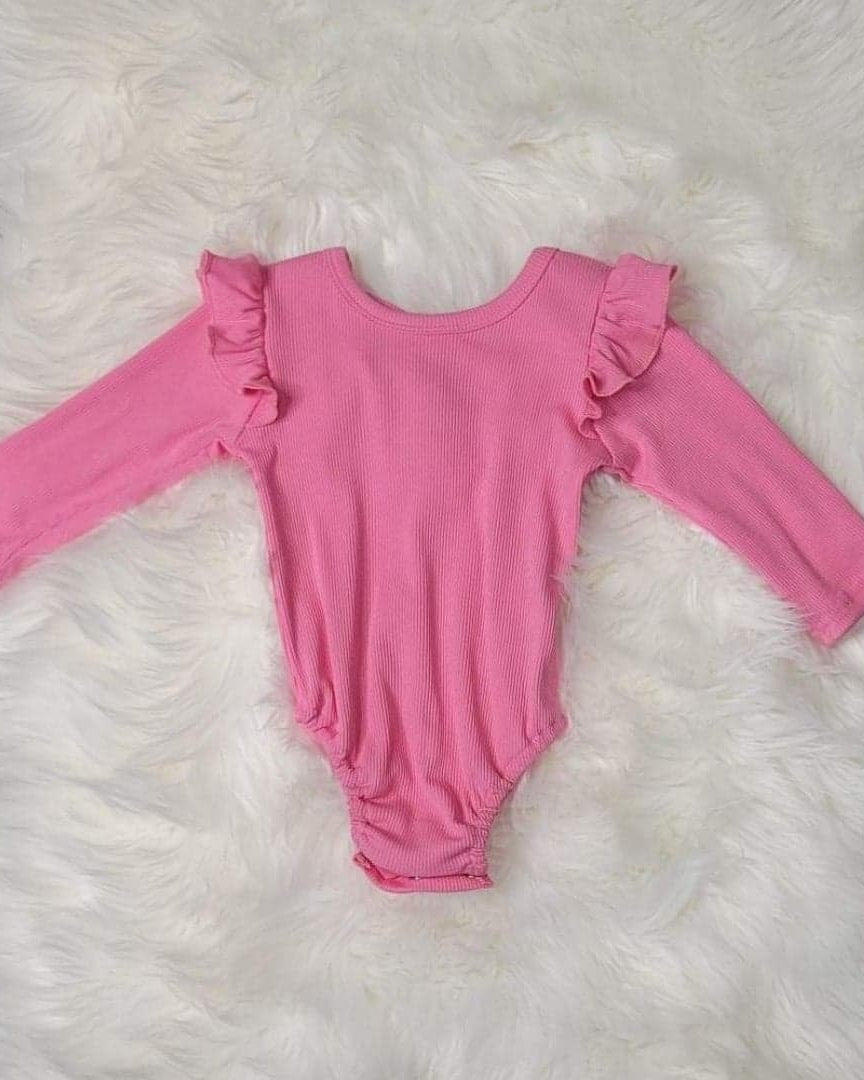 Pink Ribbed Flutter Long Sleeve Leo A Touch of Magnolia Boutique