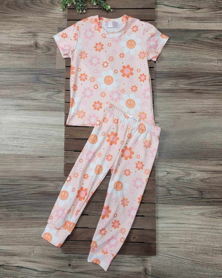 Smiley Flowers Pajama Set A Touch of Magnolia Boutique