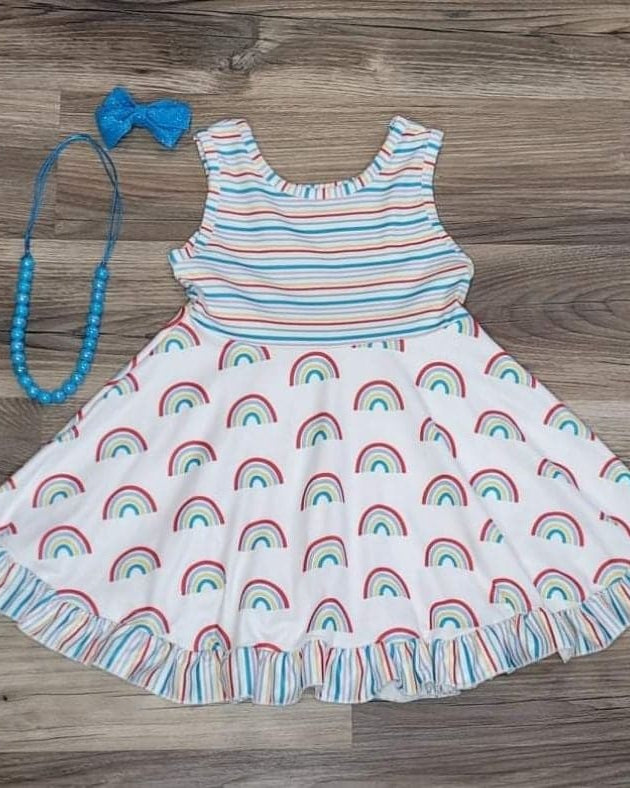 Rainbow Striped Sleeveless Dress  A Touch of Magnolia Boutique   