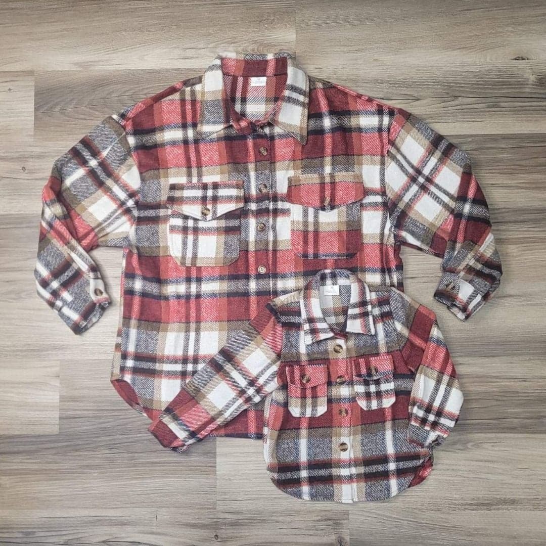 Red & Tan Plaid Flannel Top-Kids  A Touch of Magnolia Boutique   
